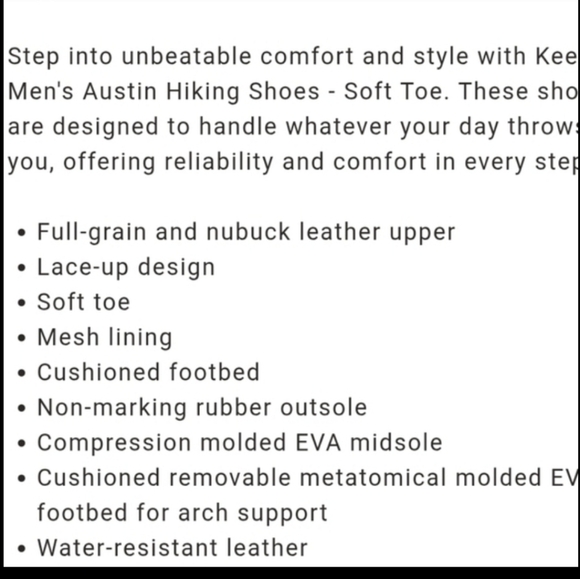 Keen Austin Leather Water Resistant Black Hike Walk Casual Sneaker Shoe Men 10.5 - Picture 13 of 13